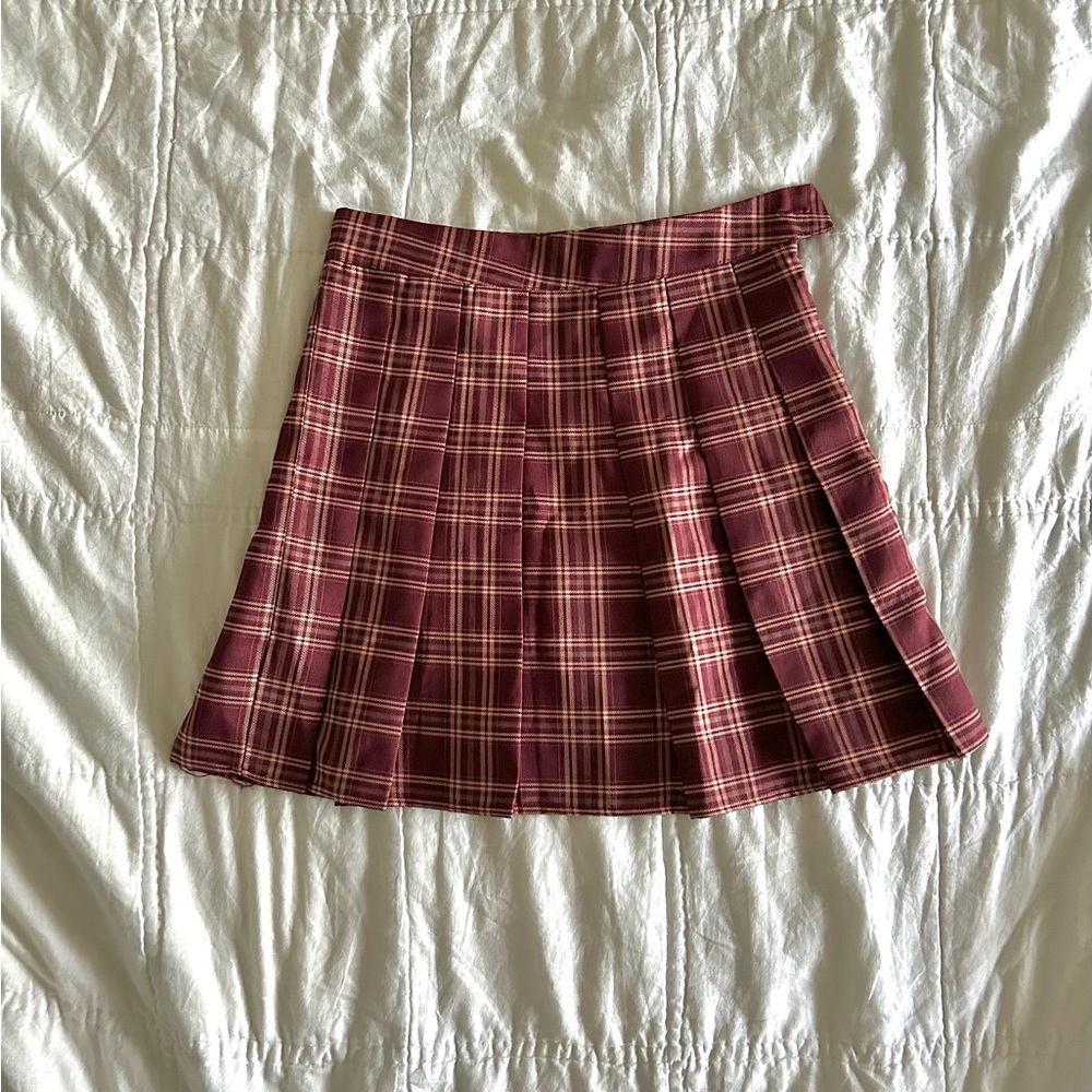 burgundy and brown SHEIN skirt size S
